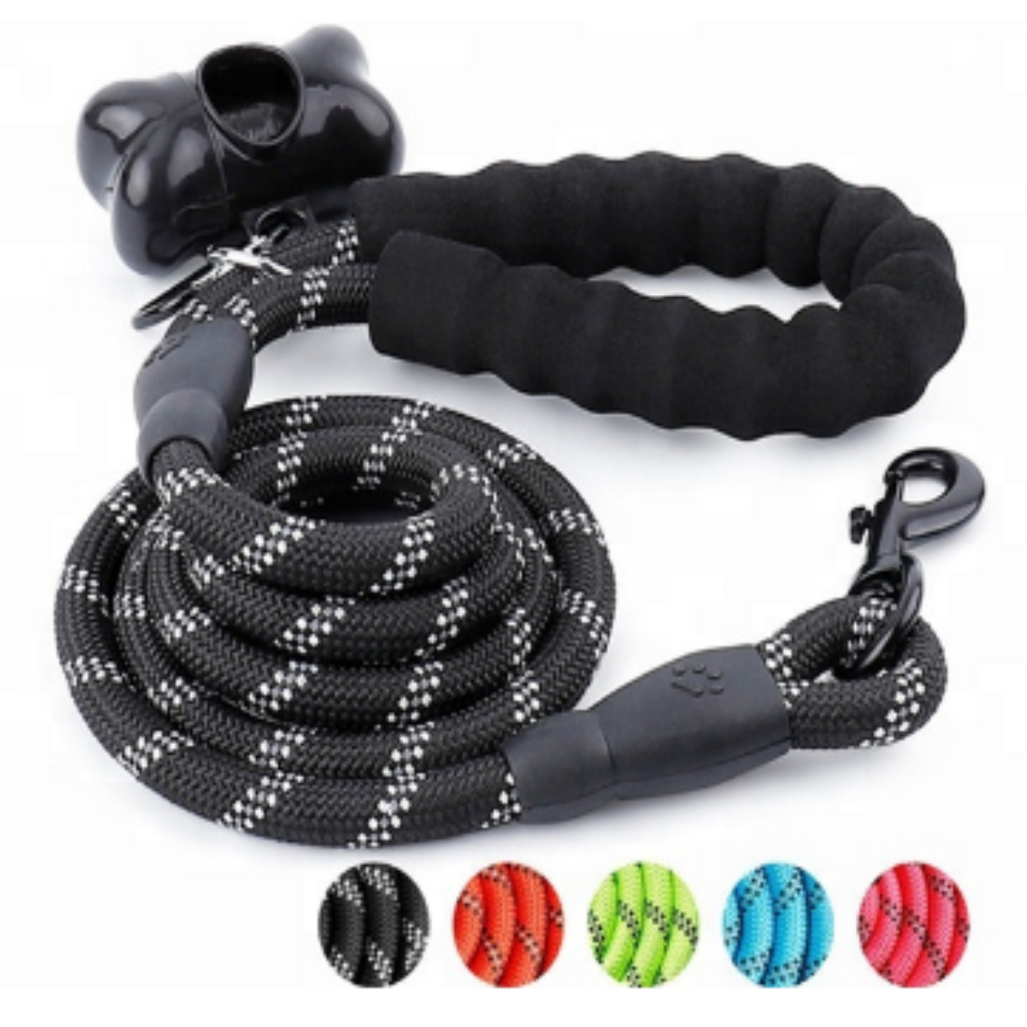 Dog Leash with Padded Handle and Reflective Threads