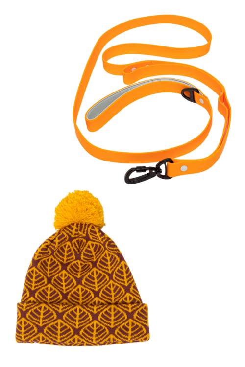 Crimson Winter Hat with Pom & Waterproof Leash