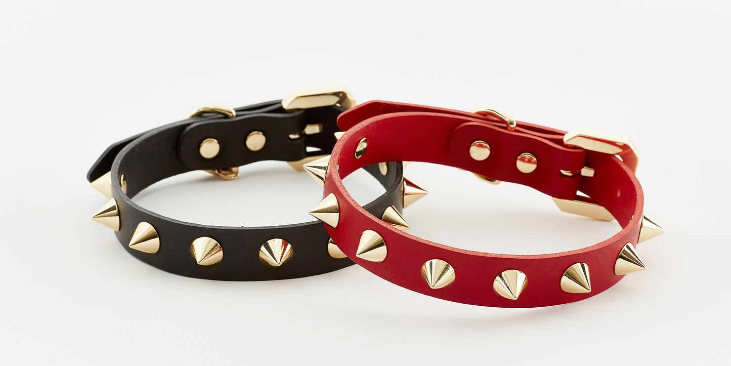 Golden Spike Dog Black Collar
