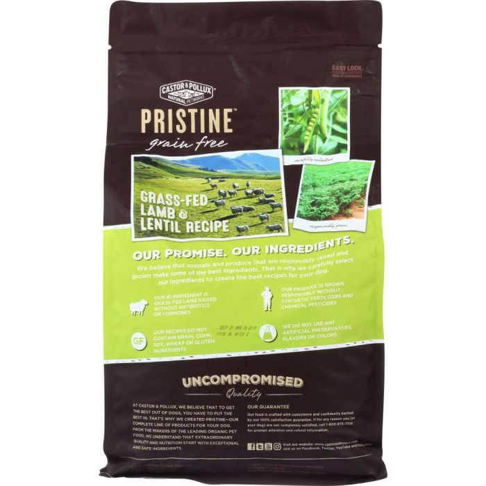 CASTOR & POLLUX: Pristine Grain Free Grass-Fed Lamb & Lentil Recipe, 4 lb
