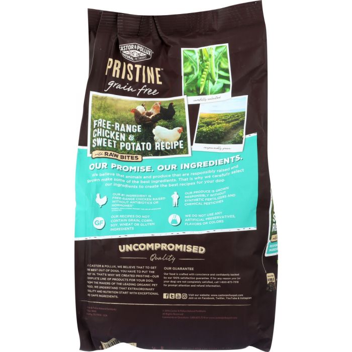 CASTOR & POLLUX: Pristine Grain Free Free Range Chicken & Sweet Potato Recipe With Raw Bites, 4 lb