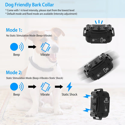 Dog Bark Collar Rechargeable Waterproof Beep Vibration Static