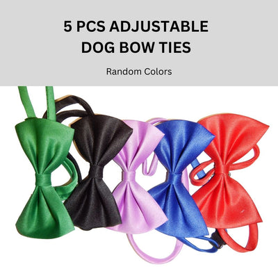 Adjustable Dog Bow Ties - 5pcs Random Colors