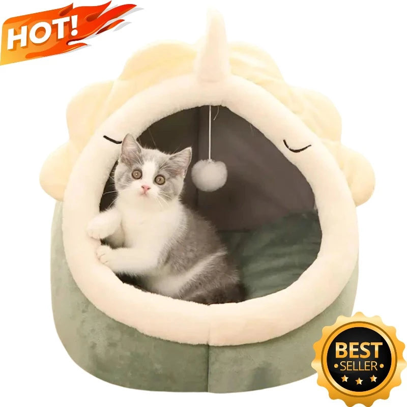 Cozy cat haven with included toy, offering comfort and entertainment for your feline friend.