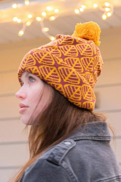 Crimson Winter Hat with Pom & Waterproof Leash