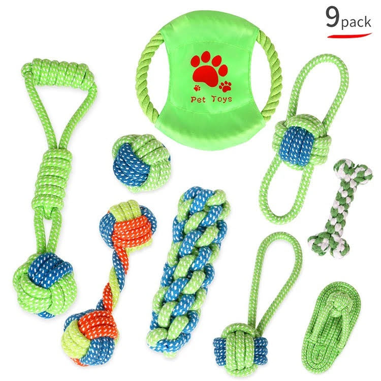 9pcs Braided Cotton Rope Chew Dog Toys
