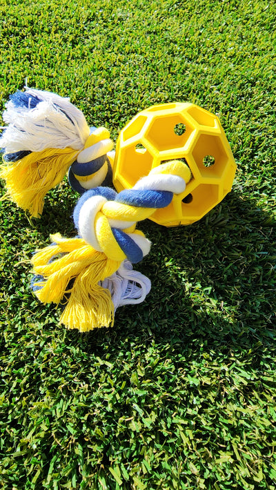 Rubber Soccer Ball Chew Toy with Tug Rope
