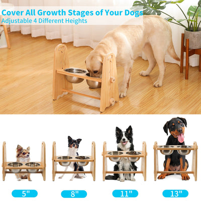Elevated Dog Bowls - Adjustable Heights