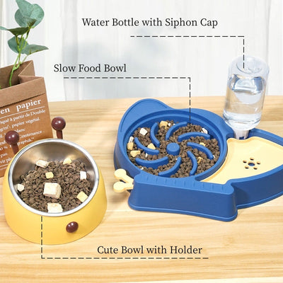 Elevated Tilted Food and Water Bowl Set