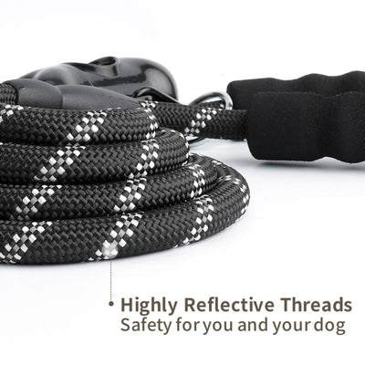 Dog Leash with Padded Handle and Reflective Threads