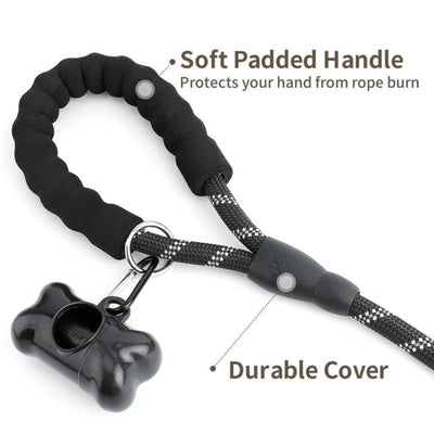Dog Leash with Padded Handle and Reflective Threads