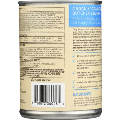 CASTOR & POLLUX: Organix Butcher & Bushel Grain Free Shredded Chicken Dinner Adult Canned Dog Food, 12.7 oz