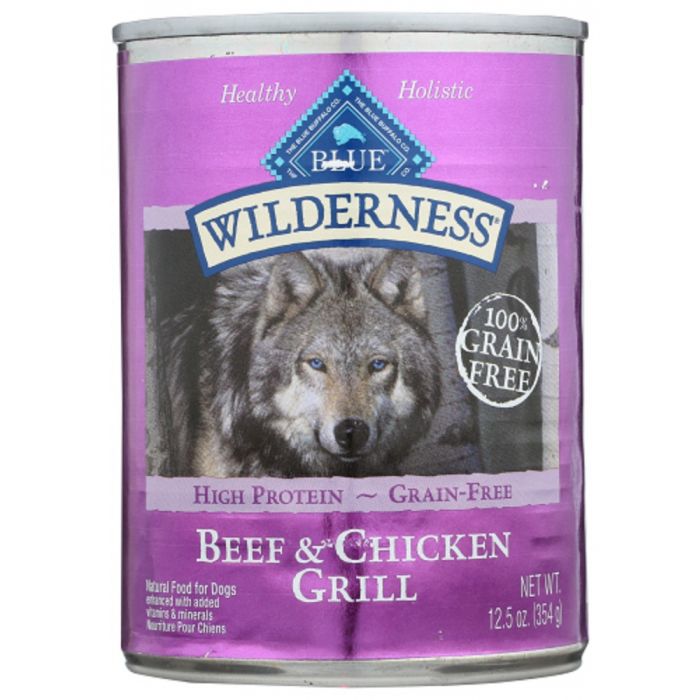 BLUE BUFFALO: Wilderness Adult Dog Food Beef and Chicken Grill, 12.50 oz