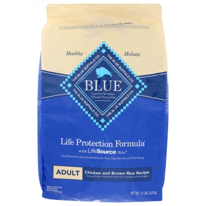 BLUE BUFFALO: Life Protection Formula Adult Dog Food Chicken and Brown Rice Recipe, 15 lb