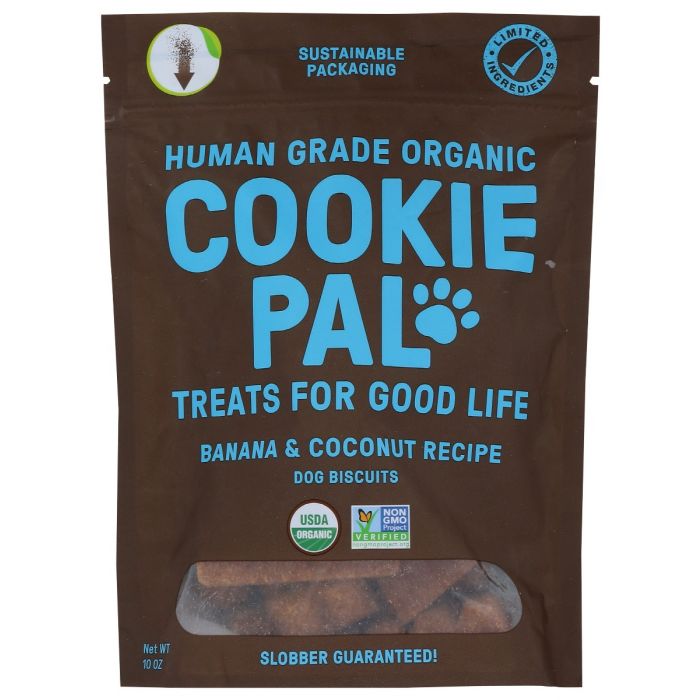 COOKIE PAL: Organic Banana & Coconut Recipe Dog Biscuits, 10 oz