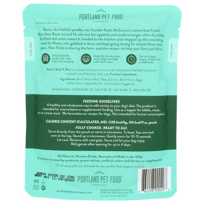 PORTLAND PET FOOD COMPANY: Rosies Beef N Rice Meal Pouch, 9 oz