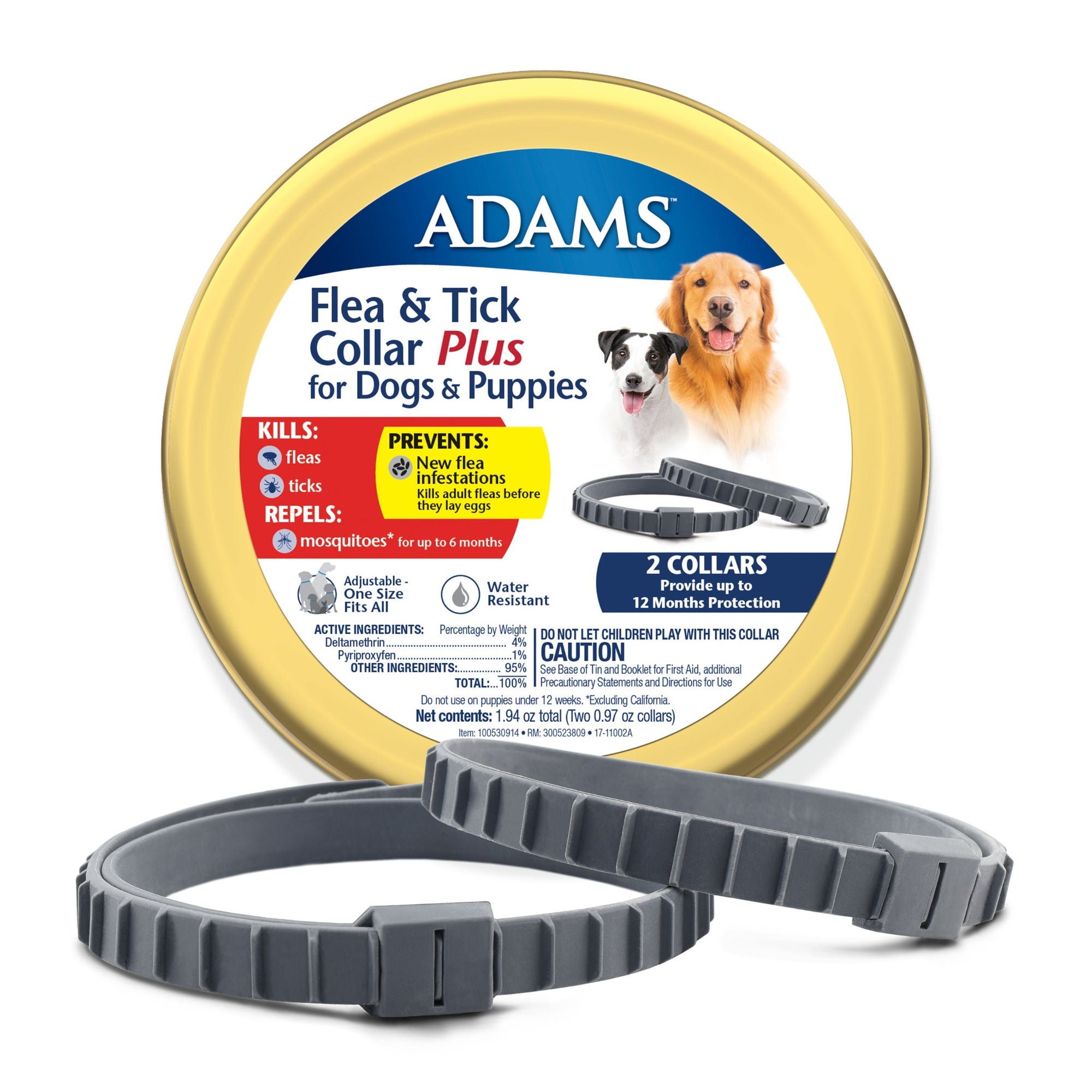Adams Flea and Tick Collar Plus for Dogs and Puppies