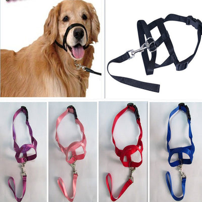 Adjustable Dog Collar Muzzle Harness